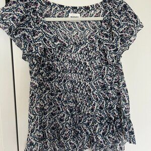 Étoile Isabel Marant Madrana Floral Ruffle-Sleeve Blouse